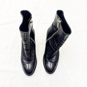 Dear Frances Vegan Spirit Boot Black Gold Zipper 3.5" Boot Style 68156 Size 36